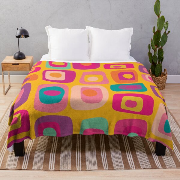Item preview, Retro Mod Funky Rectangles | Textured |Stacked Shapes |Sunshine Yellow | Retro Rainbow designed and sold by Annette Chabidon Studio.