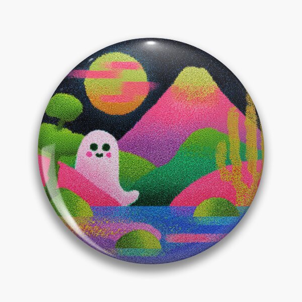Item preview, Kawaii Ghost Vaporwave Night Landscape designed and sold by bubblegoth.
