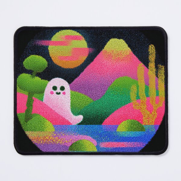 Item preview, Kawaii Ghost Vaporwave Night Landscape designed and sold by bubblegoth.