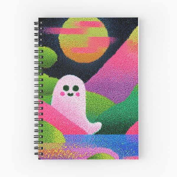 Item preview, Kawaii Ghost Vaporwave Night Landscape designed and sold by bubblegoth.
