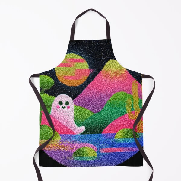 Item preview, Kawaii Ghost Vaporwave Night Landscape designed and sold by bubblegoth.