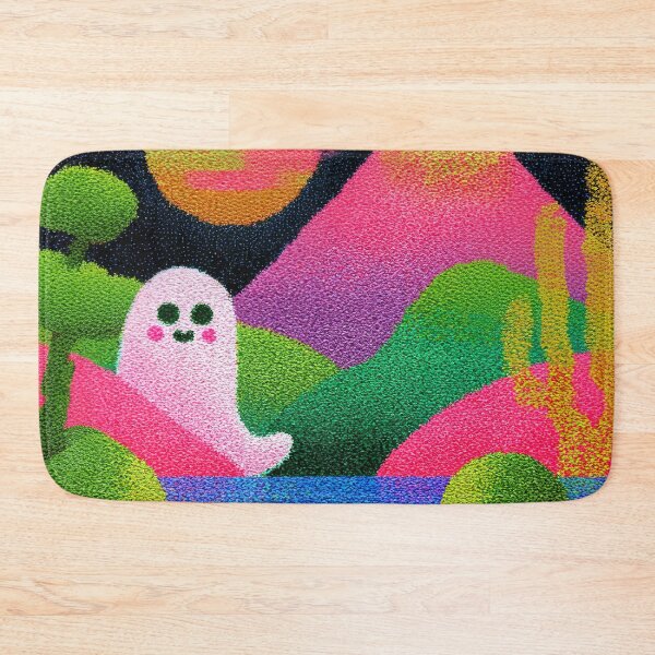 Item preview, Kawaii Ghost Vaporwave Night Landscape designed and sold by bubblegoth.