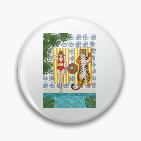 Item preview, Tropical Sunbather and Tiger Mediterranean Tile designed and sold by TeeARTHY.