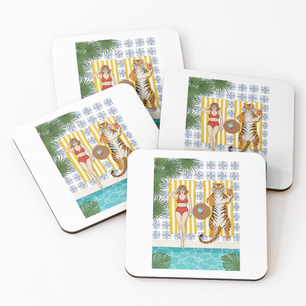 Item preview, Tropical Sunbather and Tiger Mediterranean Tile designed and sold by TeeARTHY.