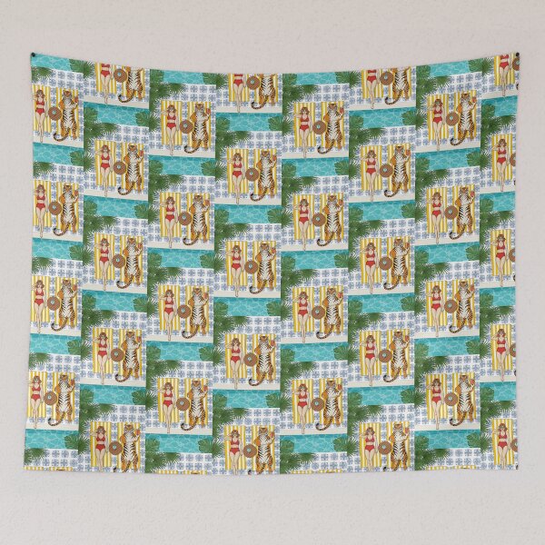 Item preview, Tropical Sunbather and Tiger Mediterranean Tile designed and sold by TeeARTHY.