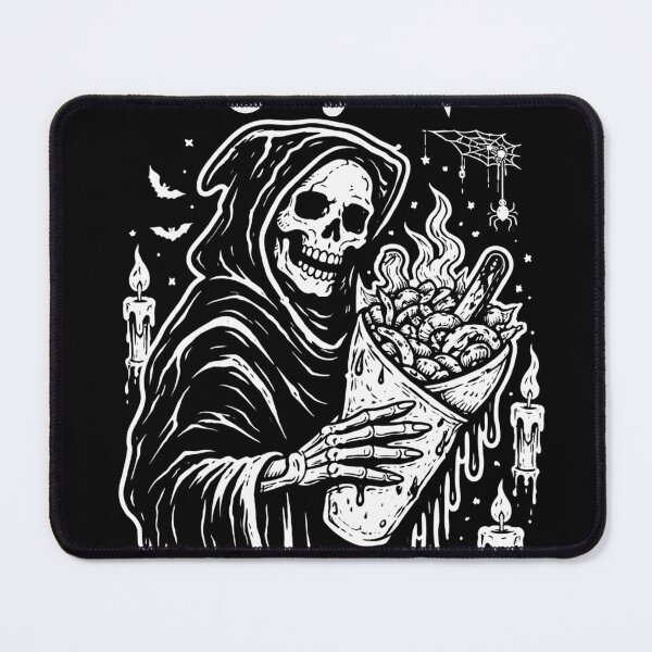 Item preview, Grim Reaper Kebab Tattoo – Dark Gothic Blackwork Design on Black designed and sold by HIGHSQUARE.