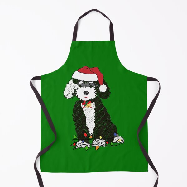 Item preview, Naughty Black & White Bernedoodle Tangled In Christmas Lights designed and sold by emrdesigns.