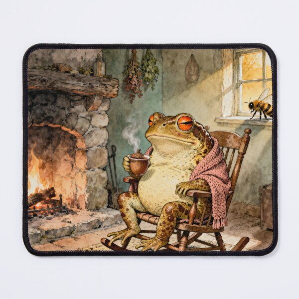 Item preview, Cozy Toad Tea Time - Cottagecore Frog Art designed and sold by PictorialWhimsy.