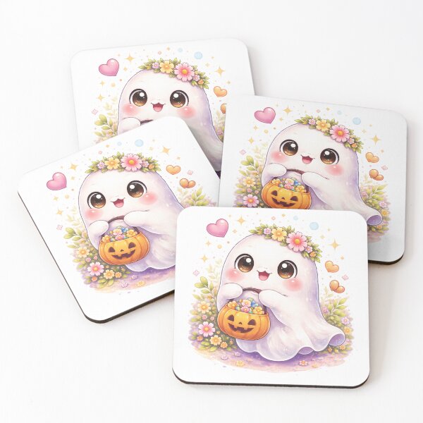 Item preview, Cute Ghost With Pumpkin Kawaii Design designed and sold by Seculinator.