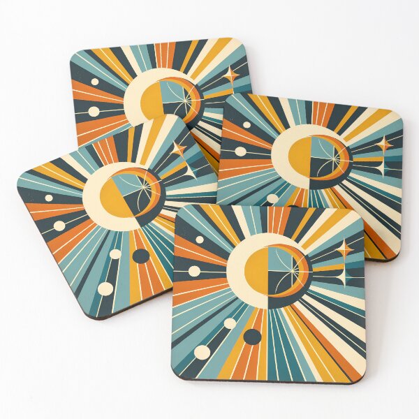 Item preview, Geometric Sun and Moon Rays Retro Space Design designed and sold by InkSmithery.