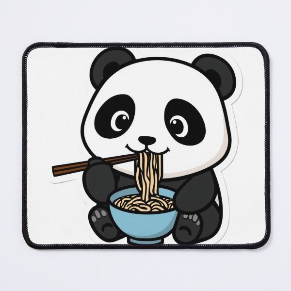 Item preview, Cute Panda Eating Noodles Sticker – Kawaii Ramen Lover designed and sold by ICONWALA.
