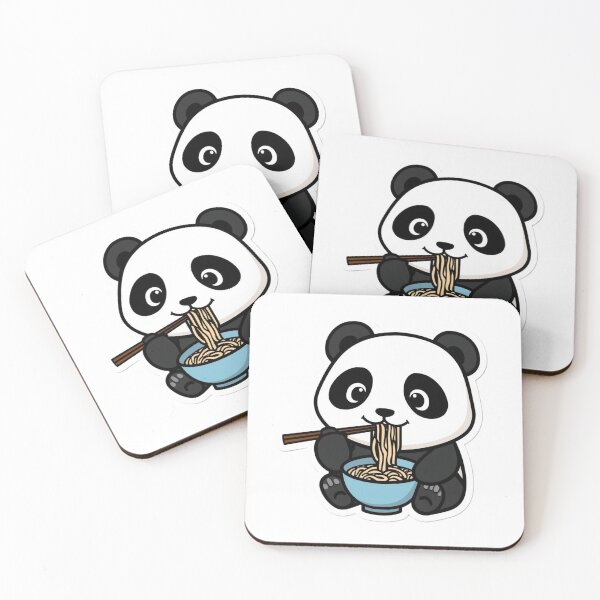 Item preview, Cute Panda Eating Noodles Sticker – Kawaii Ramen Lover designed and sold by ICONWALA.