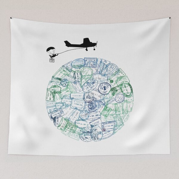 Item preview, Passport Stamps Addict Retro World Traveler  designed and sold by Blok45.