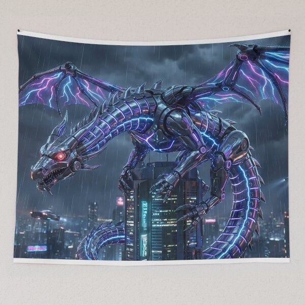 Item preview, Neon Serpent - Cyberpunk Mech Dragon Art designed and sold by Neon Nature Studio.