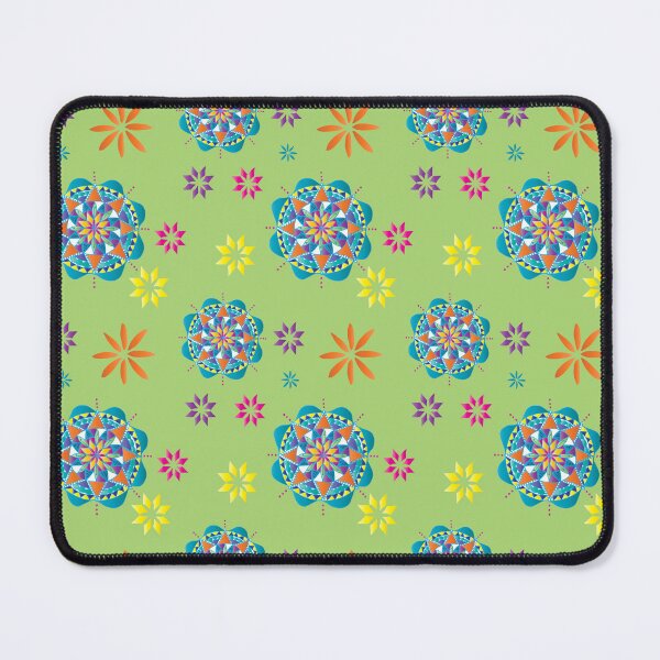 Item preview, Mandala in bright jewel tones on lime green designed and sold by Gladys & Kate Studio.