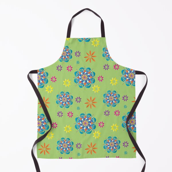 Item preview, Mandala in bright jewel tones on lime green designed and sold by Gladys & Kate Studio.