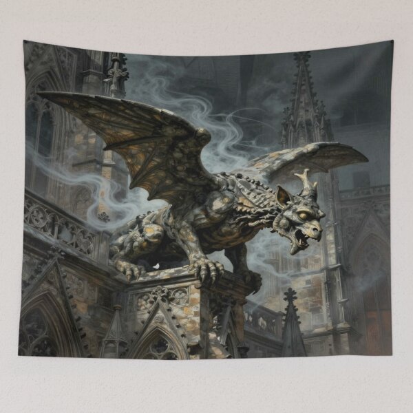Item preview, Gothic Gargoyle Art in Mystic Fog and Dark Cathedral Mood designed and sold by FotoworldEdel.