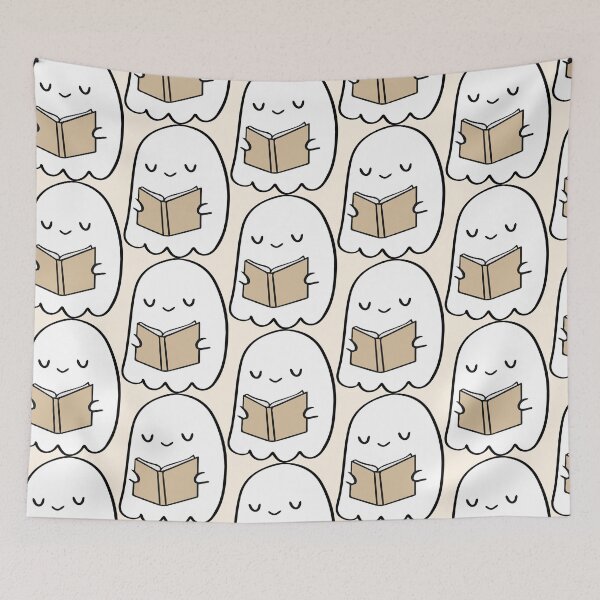 Item preview, Cute Ghost Reading Book – Cozy Bookworm Illustration designed and sold by Cannaxes Studio.