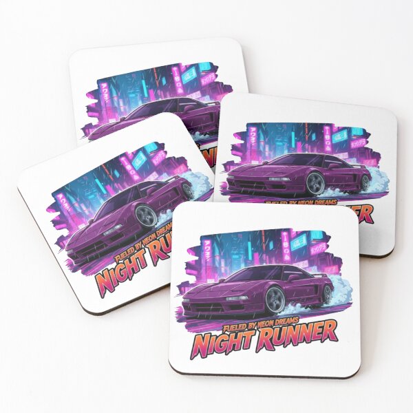 Item preview, Purple Japanese retro sports car in a cyberpunk city designed and sold by Retrocarwear.