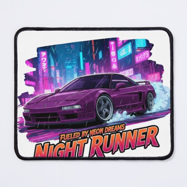 Item preview, Purple Japanese retro sports car in a cyberpunk city designed and sold by Retrocarwear.