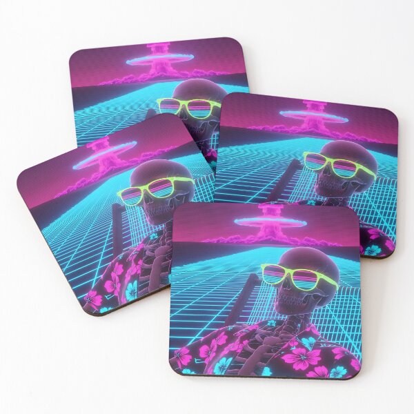 Item preview, Chilling Skeleton Watching Nuclear Explosion - Vaporwave Apocalypse Art designed and sold by powersunlight.