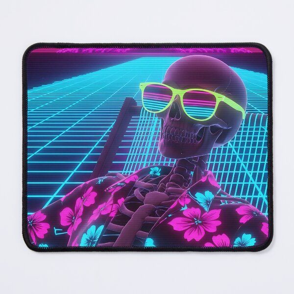 Item preview, Chilling Skeleton Watching Nuclear Explosion - Vaporwave Apocalypse Art designed and sold by powersunlight.