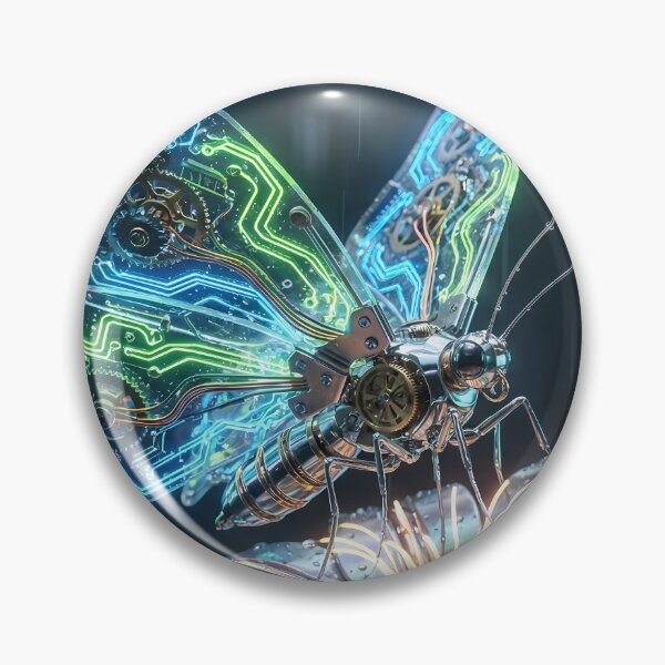Item preview, Cyber Monarch - Neon Blue & Green Mech Butterfly designed and sold by Neon Nature Studio.