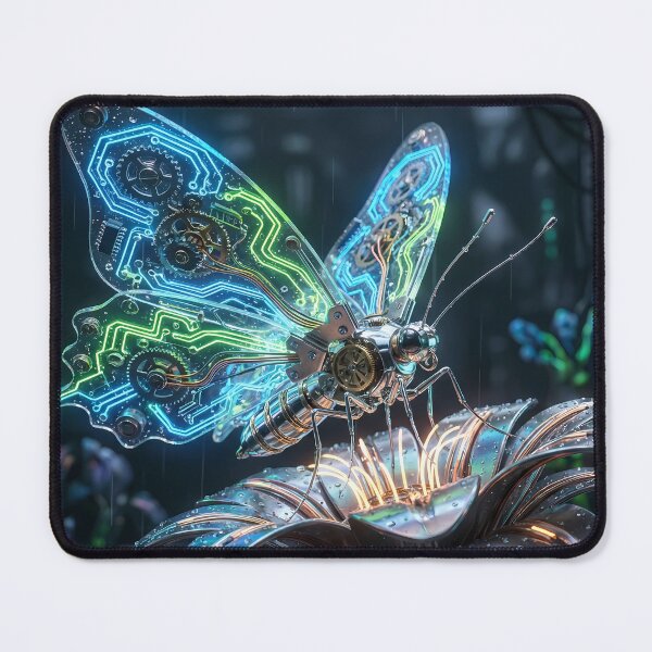 Item preview, Cyber Monarch - Neon Blue & Green Mech Butterfly designed and sold by Neon Nature Studio.