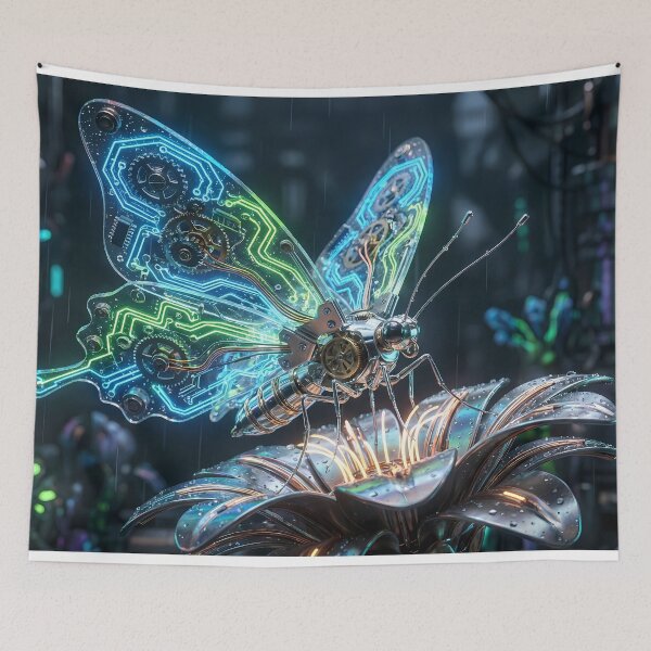 Item preview, Cyber Monarch - Neon Blue & Green Mech Butterfly designed and sold by Neon Nature Studio.