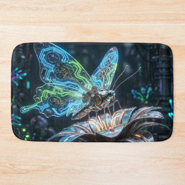 Item preview, Cyber Monarch - Neon Blue & Green Mech Butterfly designed and sold by Neon Nature Studio.