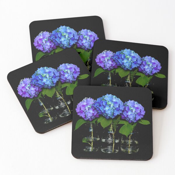 Item preview, Blue floral hydrangeas in mason jars designed and sold by hollycooper.