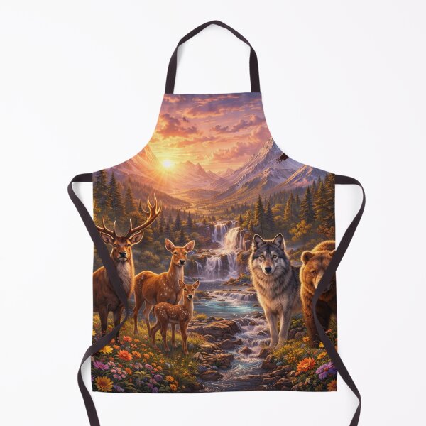 Item preview, Majestic Mountain Sunset with Deer, Wolf & Bear designed and sold by Tender Flower Clothing.