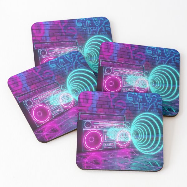 Item preview, Neon Synthwave Boombox - 80s Retro Music Art designed and sold by powersunlight.