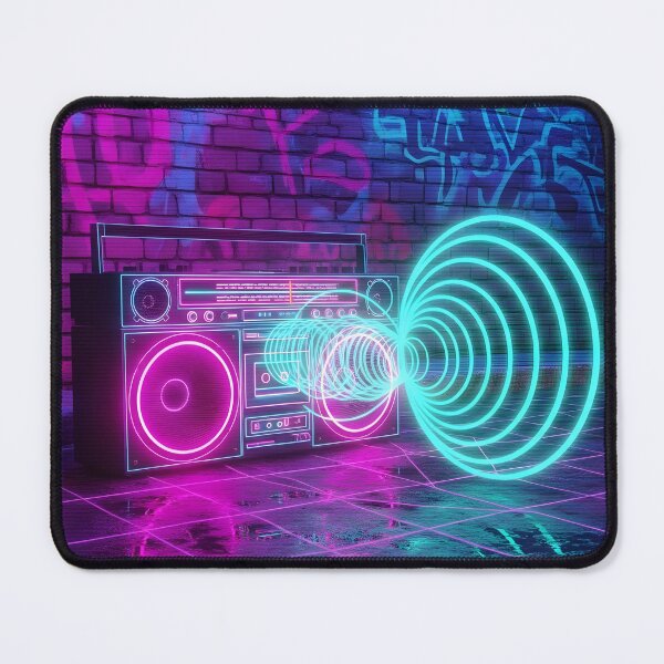Item preview, Neon Synthwave Boombox - 80s Retro Music Art designed and sold by powersunlight.