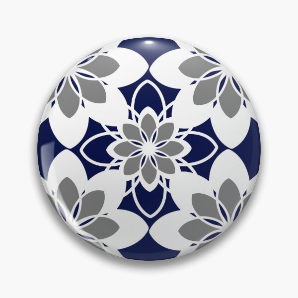 Item preview, Navy, white and gray contemporary floral pattern designed and sold by hollycooper.