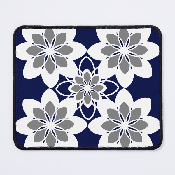 Item preview, Navy, white and gray contemporary floral pattern designed and sold by hollycooper.