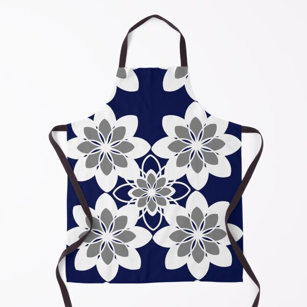 Item preview, Navy, white and gray contemporary floral pattern designed and sold by hollycooper.