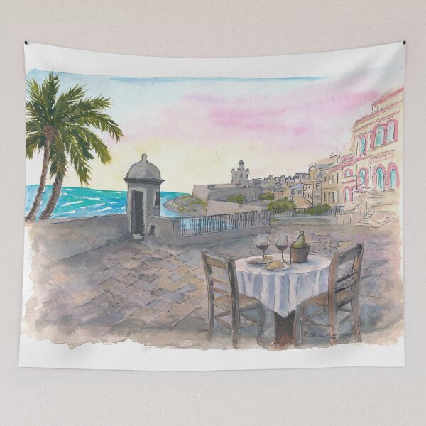 Item preview, Romantic Dinner View in San Juan with El Morro at Sunset in Puerto Rico designed and sold by artshop77.