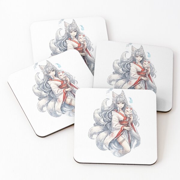 Item preview, Japanese Kitsune Fox Spirit – Nine-Tailed Magic & Mask Illustration designed and sold by Kallandra.