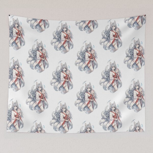 Item preview, Japanese Kitsune Fox Spirit – Nine-Tailed Magic & Mask Illustration designed and sold by Kallandra.