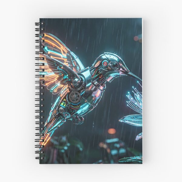 Item preview, Cyberpunk Robo-Bird in Orange & Teal designed and sold by Neon Nature Studio.