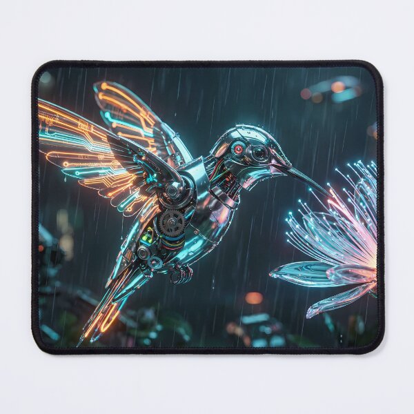 Item preview, Cyberpunk Robo-Bird in Orange & Teal designed and sold by Neon Nature Studio.