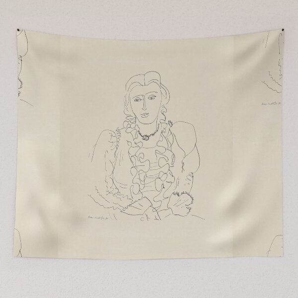 Item preview, Sitzende Frau by Henri Matisse: Minimalist Line Art Portrait designed and sold by artofuniverse.