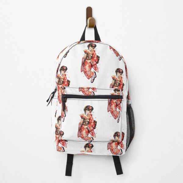 Item preview, Japanese Red Kimono Girl – Fan & Cherry Blossom Illustration designed and sold by Kallandra.