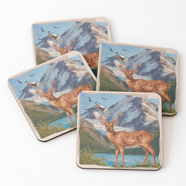 Item preview, Deer in the Mountains Painting designed and sold by Mad March Hares.