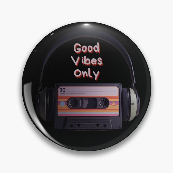 Item preview, Good Vibes Only retro cassette with headphones in colorful 80s shapes 4 designed and sold by Neon G.