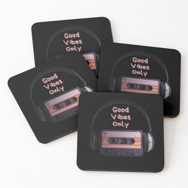 Item preview, Good Vibes Only retro cassette with headphones in colorful 80s shapes 4 designed and sold by Neon G.