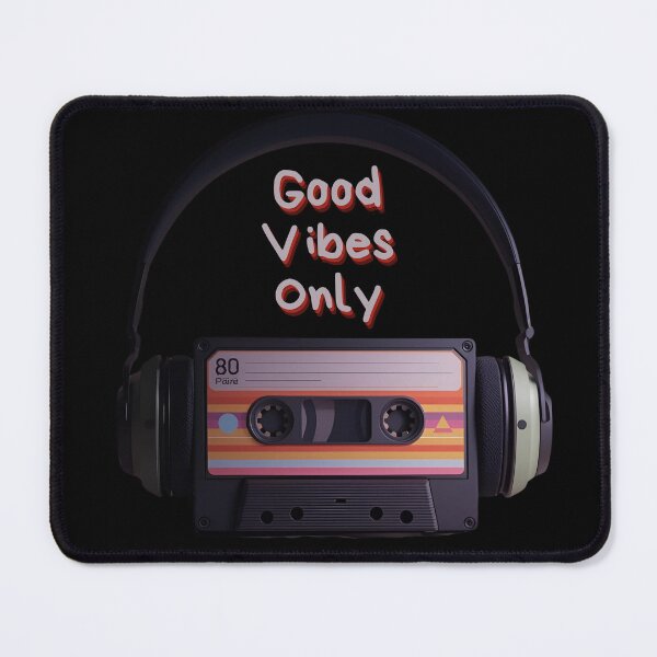 Item preview, Good Vibes Only retro cassette with headphones in colorful 80s shapes 4 designed and sold by Neon G.
