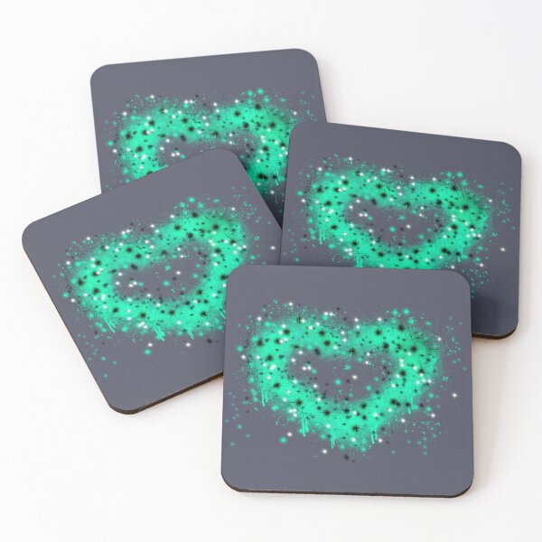 Item preview, Green teal graffiti spray paint heart design with twinkle stars, steampunk valentine, st. Patrick day design   designed and sold by hollycooper.