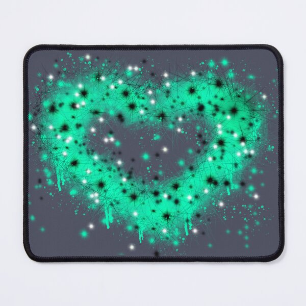 Item preview, Green teal graffiti spray paint heart design with twinkle stars, steampunk valentine, st. Patrick day design designed and sold by hollycooper.